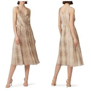 Great Jones Python Ruffle Dress Size 0 Midi V-Neck A-Line Sleeveless Flirty Boho